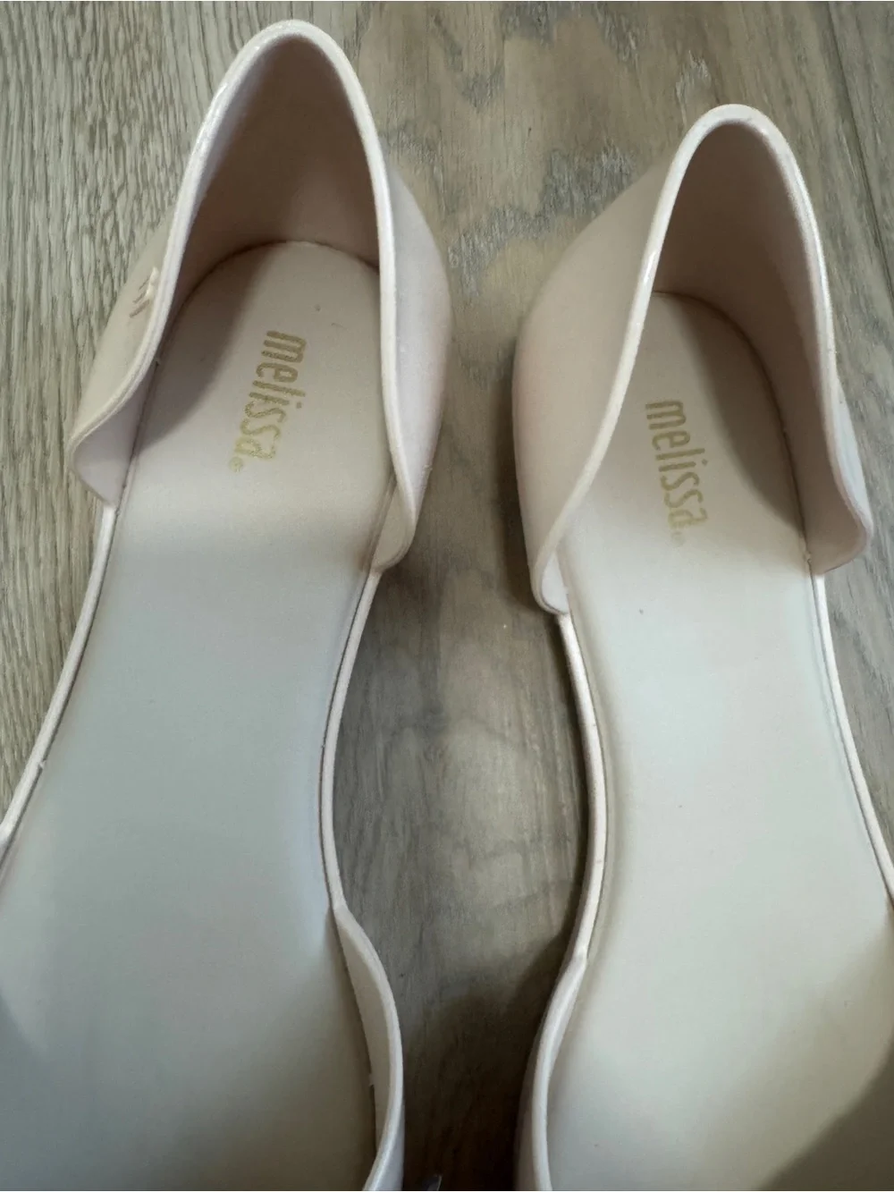 Melissa Seduction V Jelly Beige Flats with Textured Gold Bow Sz. 8 - Picture 7 of 12